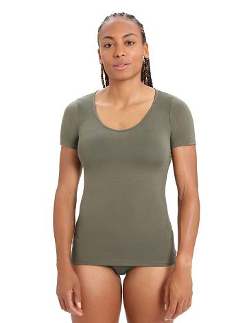 Dámské Spodní Prádlo Icebreaker Merino Siren Krátké Sleeve Sweetheart Top Olivy Zelené | CZ 1265NWYB
